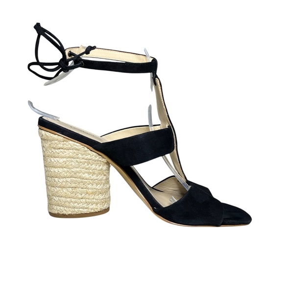 Botkier Alexia Size 8.5 Black Suede Leather Block Heel T-Strap Sandals Shoes - Picture 5 of 11